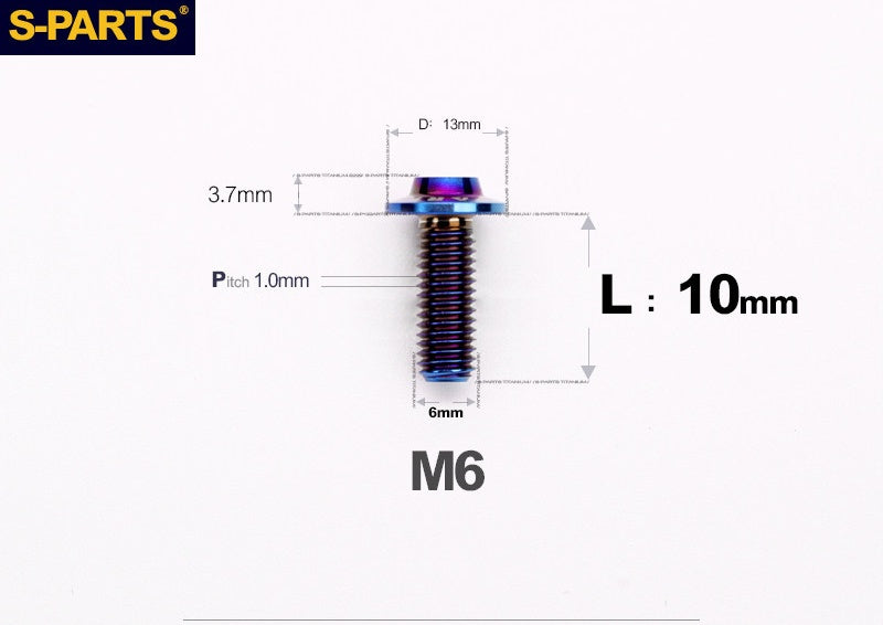 SPARTS A3 Button Head M6 D13 Titanium Bolt for Motorcycle & Bicycle Modification