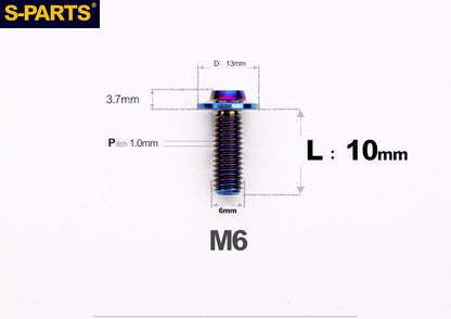 SPARTS A3 Button Head M6 D13 Titanium Bolt for Motorcycle & Bicycle Modification