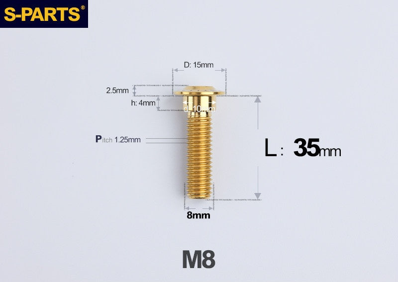 SPARTS M8 Stepped Button Head TC4 Titanium Bolt
