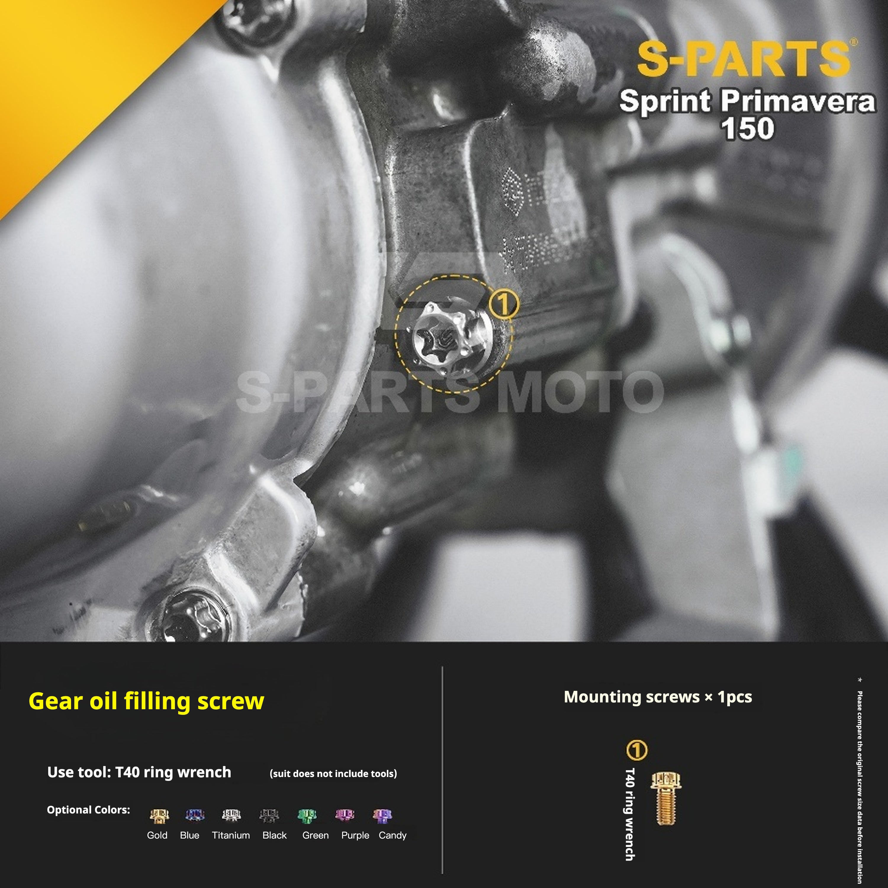 SPARTS Titanium Screw Set for Vespa Sprint/Primavera 150 – Custom Candy Color & CNC Titanium Upgrade Kit