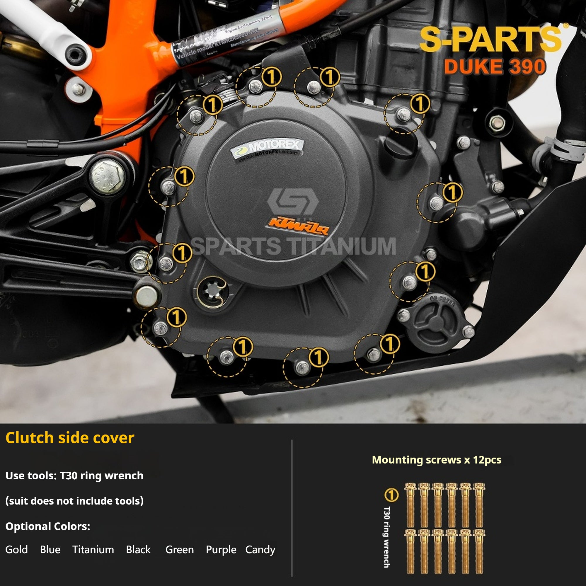 SPARTS Stan KTM DUKE 390 Dedicated · TC4 Titanium Full Motorcycle Bolt Kit