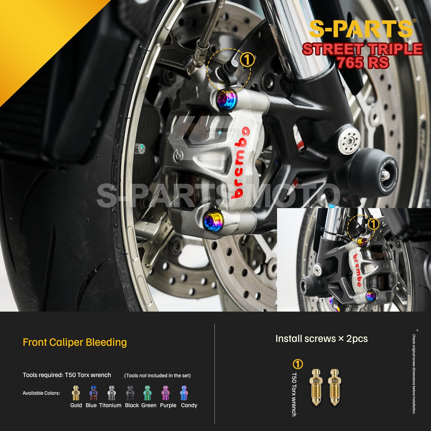 SPARTS Titanium Bolts for Triumph Street Triple 765 RS – Brake System Upgrade Fasteners