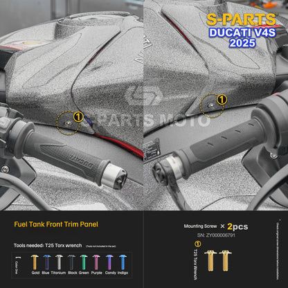 S-PARTS Titanium Front Fairing and Cockpit Fastener Kit for Ducati Panigale V4S 2025