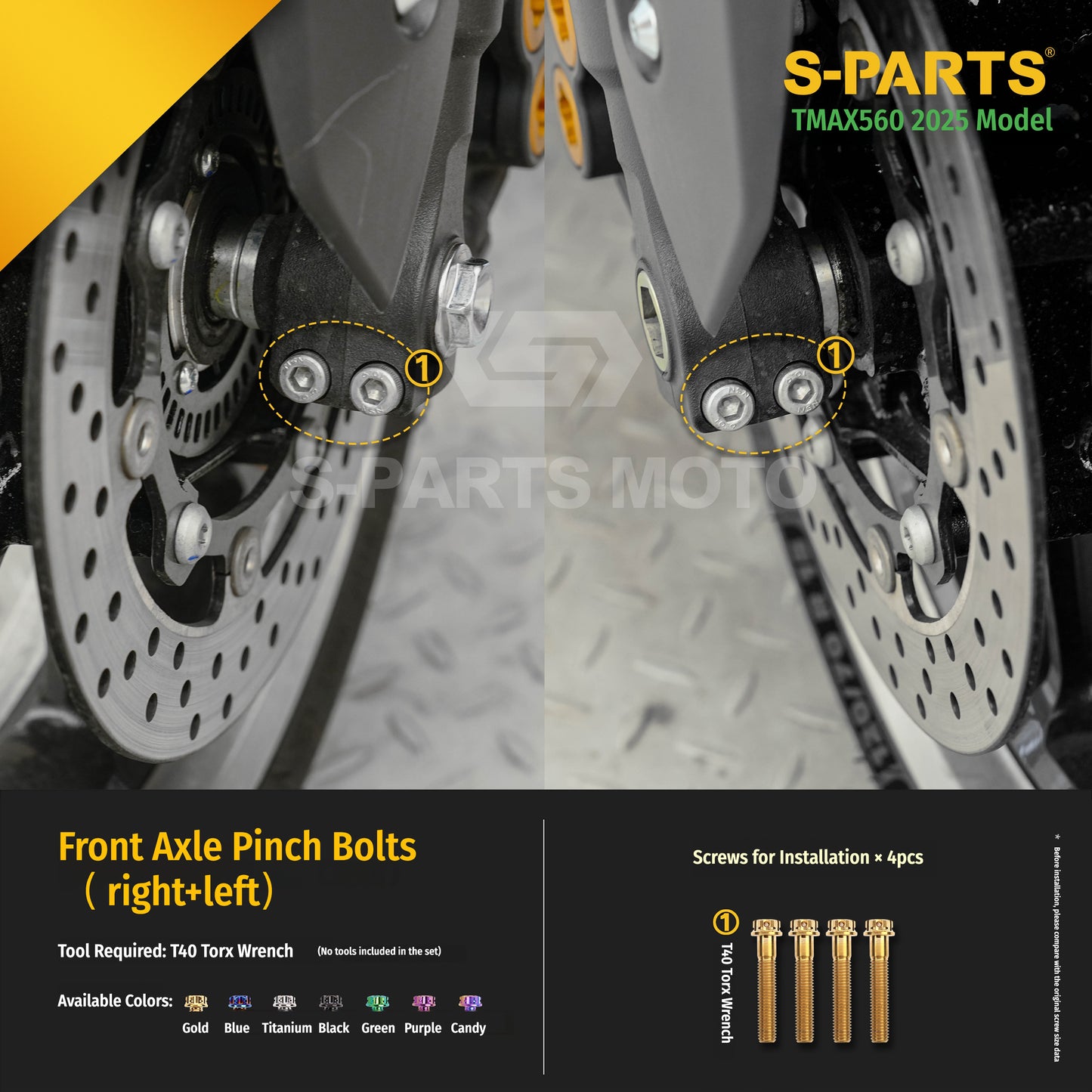 SPARTS Titanium Bolt Kit for YAMAHA TMAX560 2025-Front Section