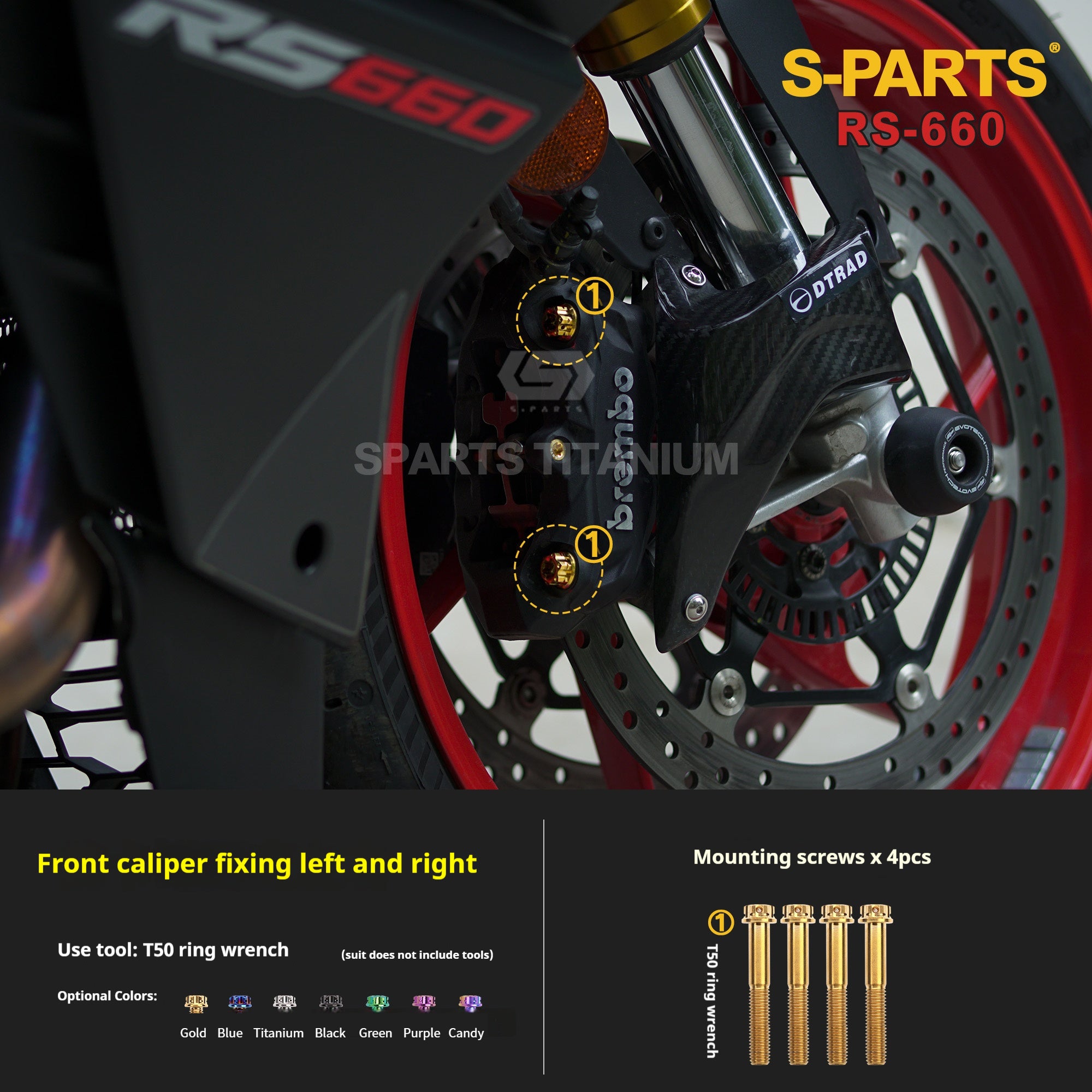 SPARTS Titanium Bolt Kit for Aprilia RS660 2021 – Custom Candy Color & CNC Titanium Upgrade Kit