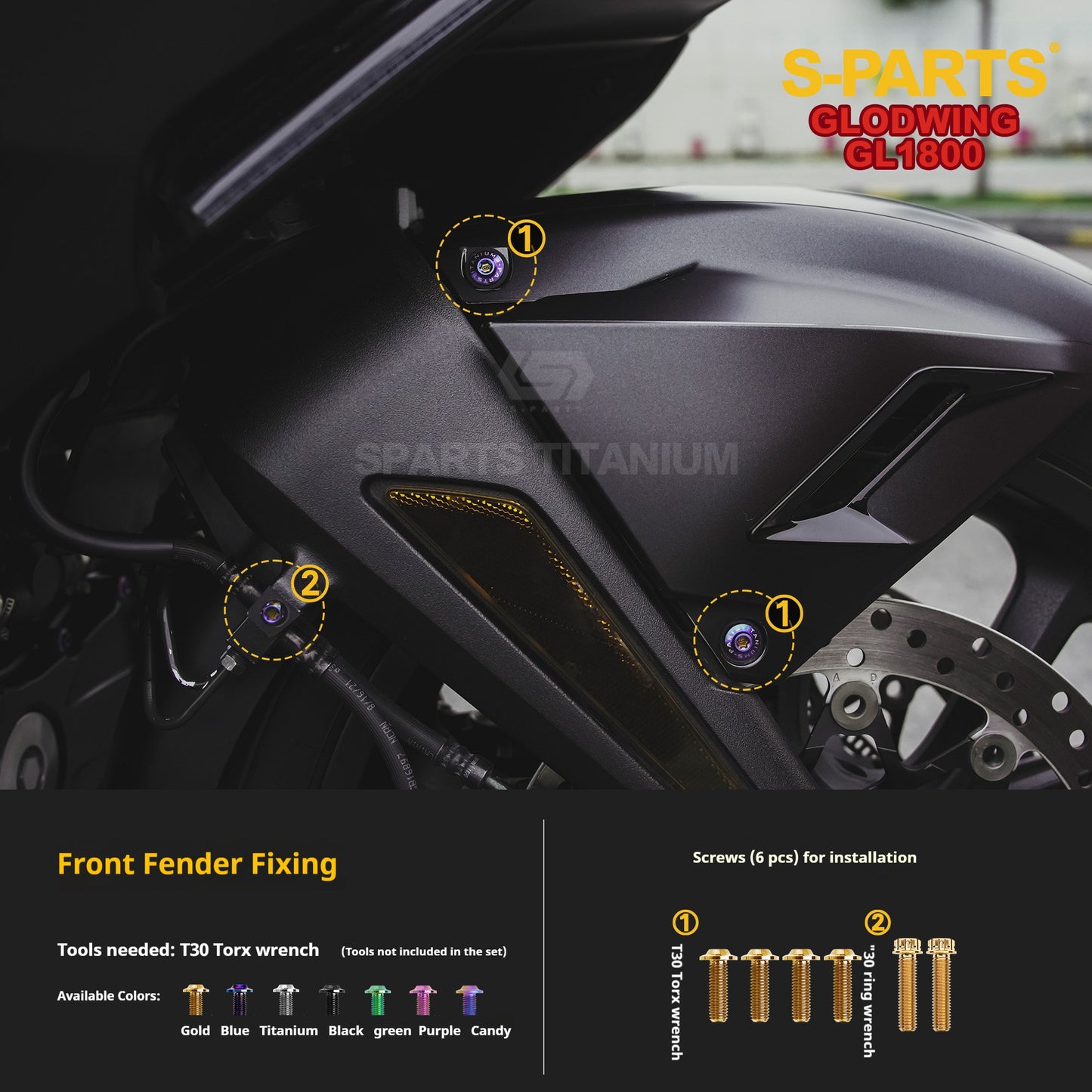 SPARTS Titanium Bolt Kit | Titanium for Honda Gold Wing GL1800 Motorcycle
