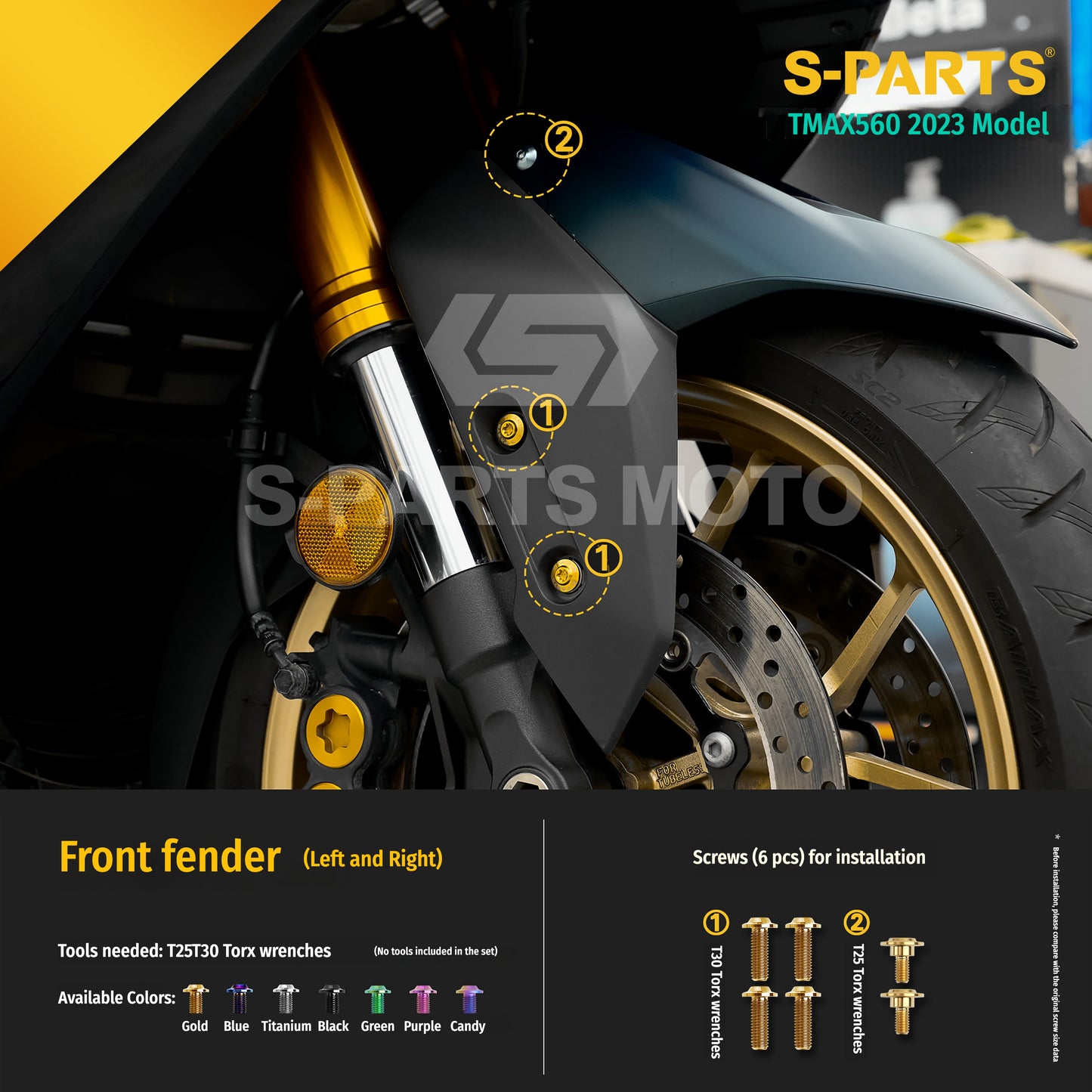 SPARTS Titanium Bolt Kit for Yamaha TMAX560 2023-Front & Cockpit System