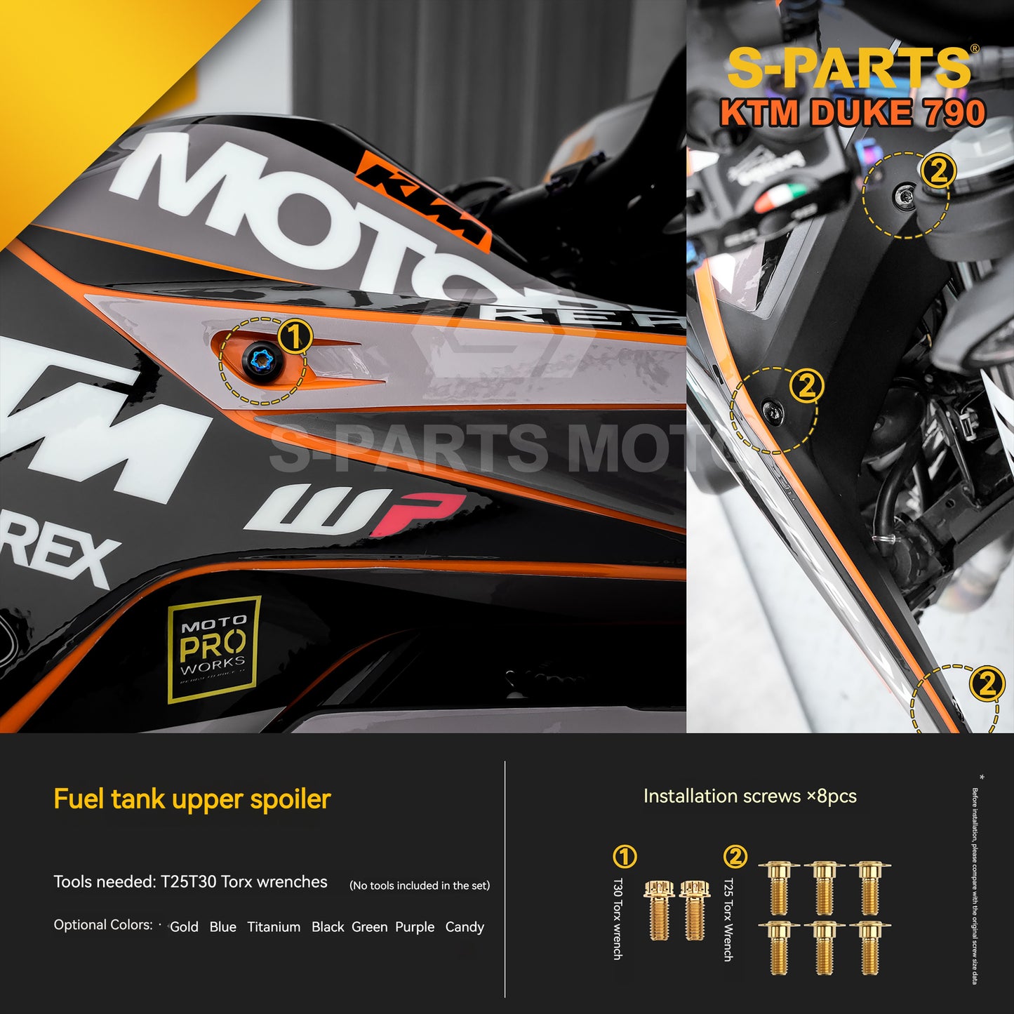 S-parts Titanium Styling & Bodywork Fairing Bolt Kit for KTM DUKE 790 | Premium Grade 5 Accessories