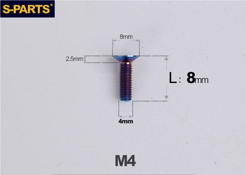 SPARTS M4x10-50mm Countersunk Titanium Alloy Bolt – Flat Head Fastening Screw for Motorcycle & Bicycle