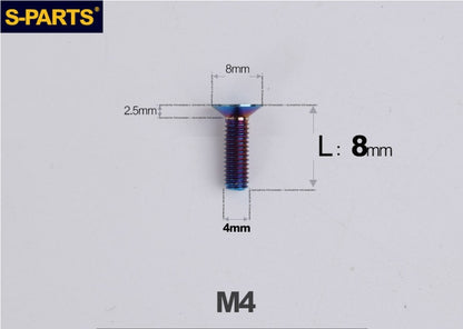 SPARTS M4x10-50mm Countersunk Titanium Alloy Bolt – Flat Head Fastening Screw for Motorcycle & Bicycle