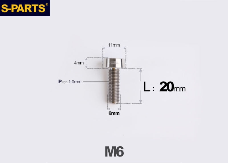 SPARTS M6 × L20-35 Titanium Anti-Theft Caliper Set Screws for Motorcycle 2-Piston Brake Calipers