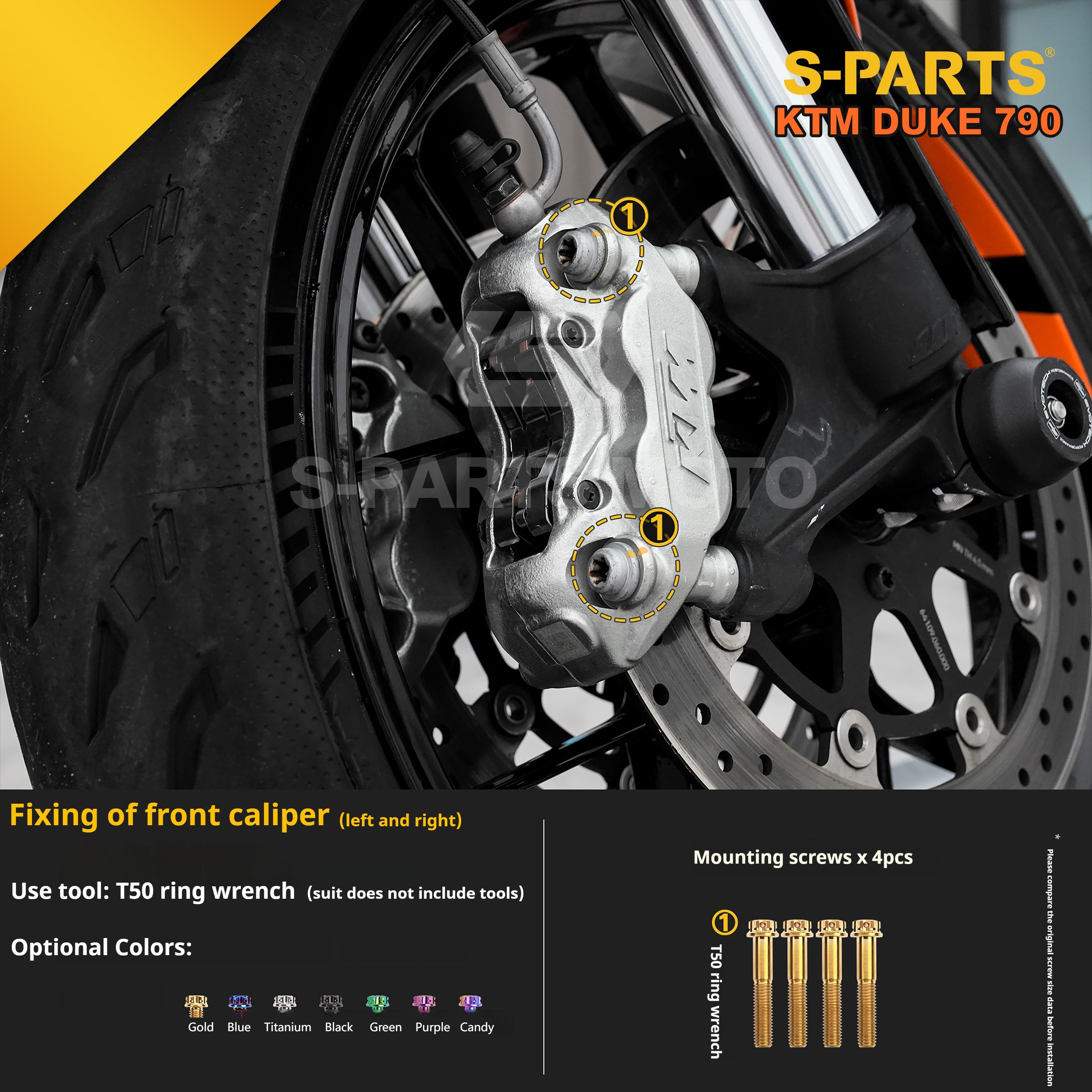 SPARTS TC4 Titanium Bolt Kit Compatible with KTM DUKE 790 – Full Motorcycle Fastener Upgrade