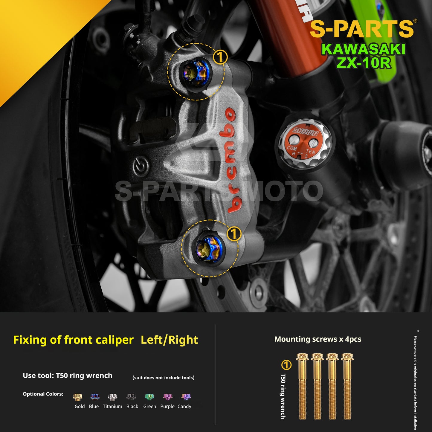 SPARTS 2023 Kawasaki ZX-10R Titanium Bolt Kit for Motorcycle/Electric Vehicle Modification
