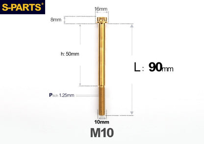 SPARTS M10 P1.25 A3 Series Standard Head Titanium Bolt | 650°C Forged | S-Grade TC4 | Motorcycle / E-Bike Upgrade
