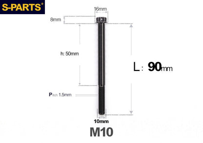 SPARTS M10 P1.5 A3 Series Titanium Bolt – Standard Head – 650°C Forged – S-Grade TC4 for E-Bikes, Motorcycles & Bicycles