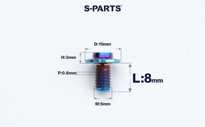 SPARTS A3 Countersunk Head M5 D10 Titanium Bolt TC4 Motorcycle & E-Bike Custom Fastener