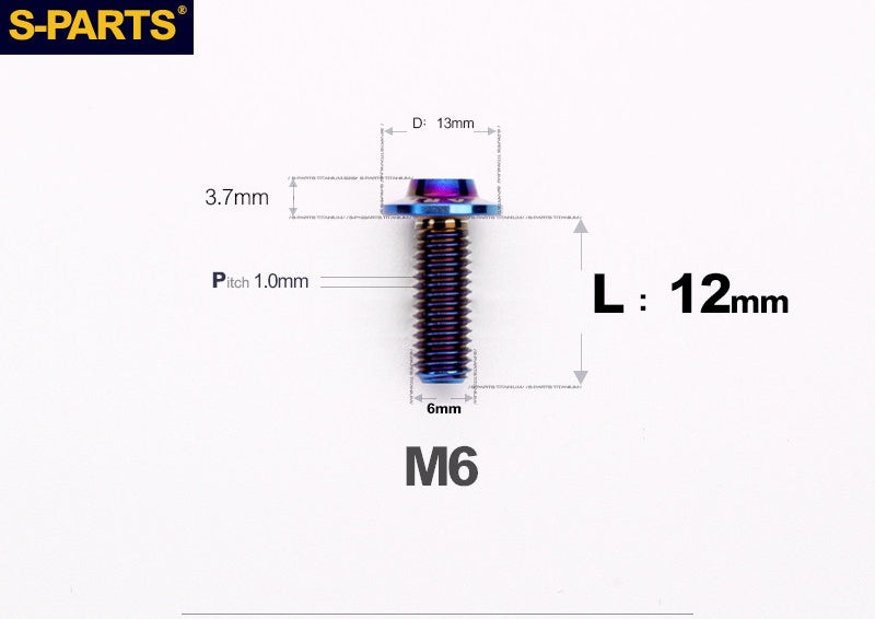 SPARTS A3 Button Head M6 D13 Titanium Bolt for Motorcycle & Bicycle Modification