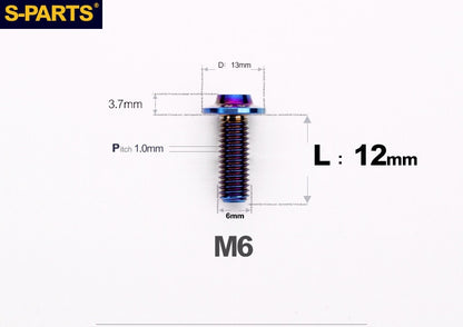 SPARTS A3 Button Head M6 D13 Titanium Bolt for Motorcycle & Bicycle Modification