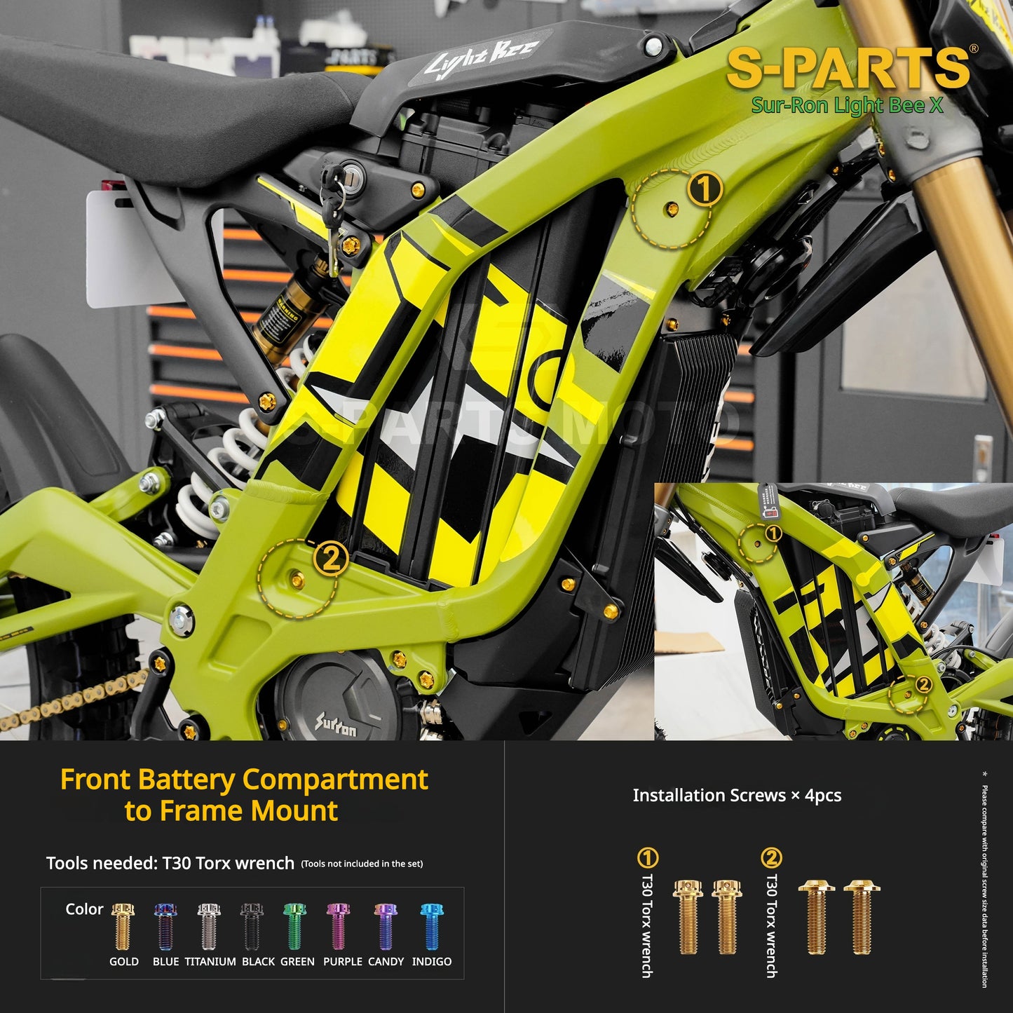 S-PARTS TC4 Titanium Full Bolt Kit for Sur-Ron Light Bee X (2025 Model)