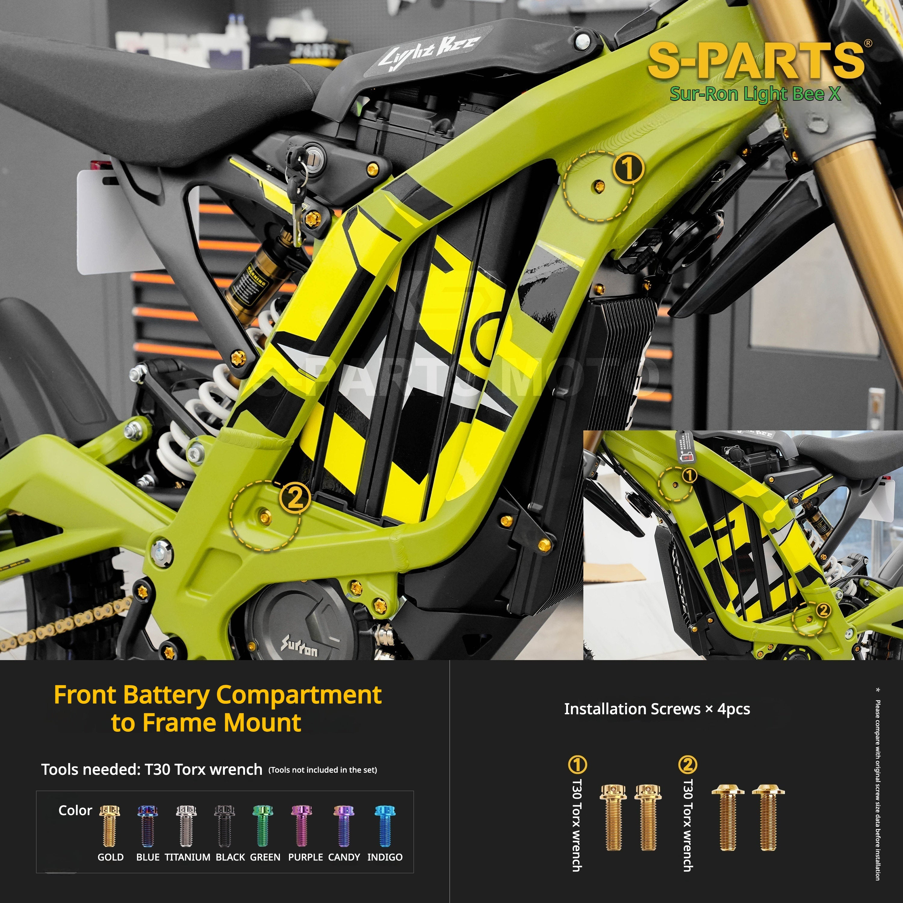 S-PARTS TC4 Titanium Full Bolt Kit for Sur-Ron Light Bee X (2025 Model)