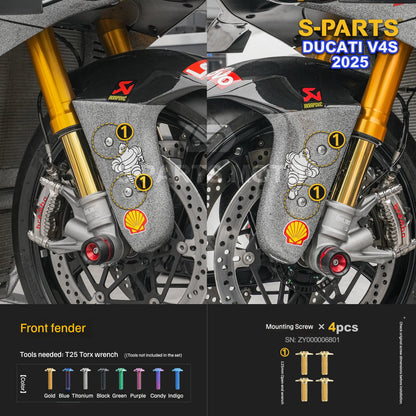S-PARTS Titanium Brake/Wheel and Suspension Fastener Kit for Ducati Panigale V4S 2025