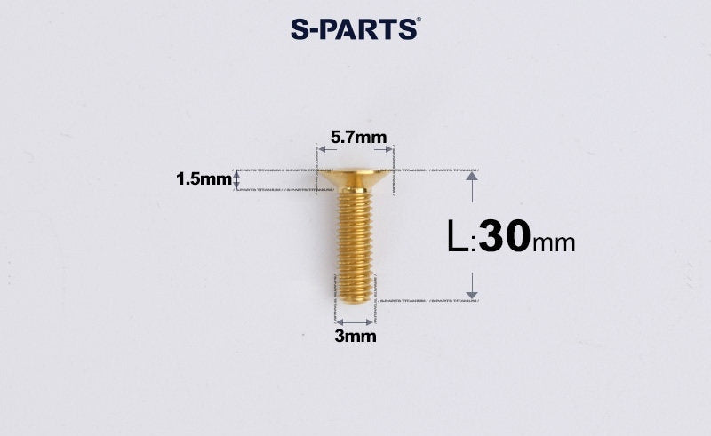 SPARTS Series M3 L6-30 Countersunk Titanium Bolt
