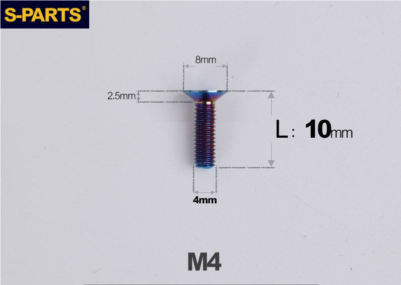 SPARTS M4x10-50mm Countersunk Titanium Alloy Bolt – Flat Head Fastening Screw for Motorcycle & Bicycle