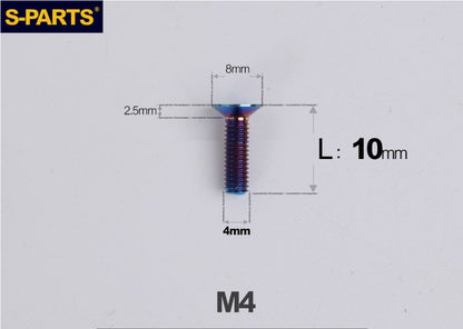 SPARTS M4x10-50mm Countersunk Titanium Alloy Bolt – Flat Head Fastening Screw for Motorcycle & Bicycle