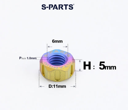 SPARTS Candy Titanium Alloy Hex Nuts – TC4 Motorcycle Locking & Fastening Nuts M5 M6 M8 M10 M12