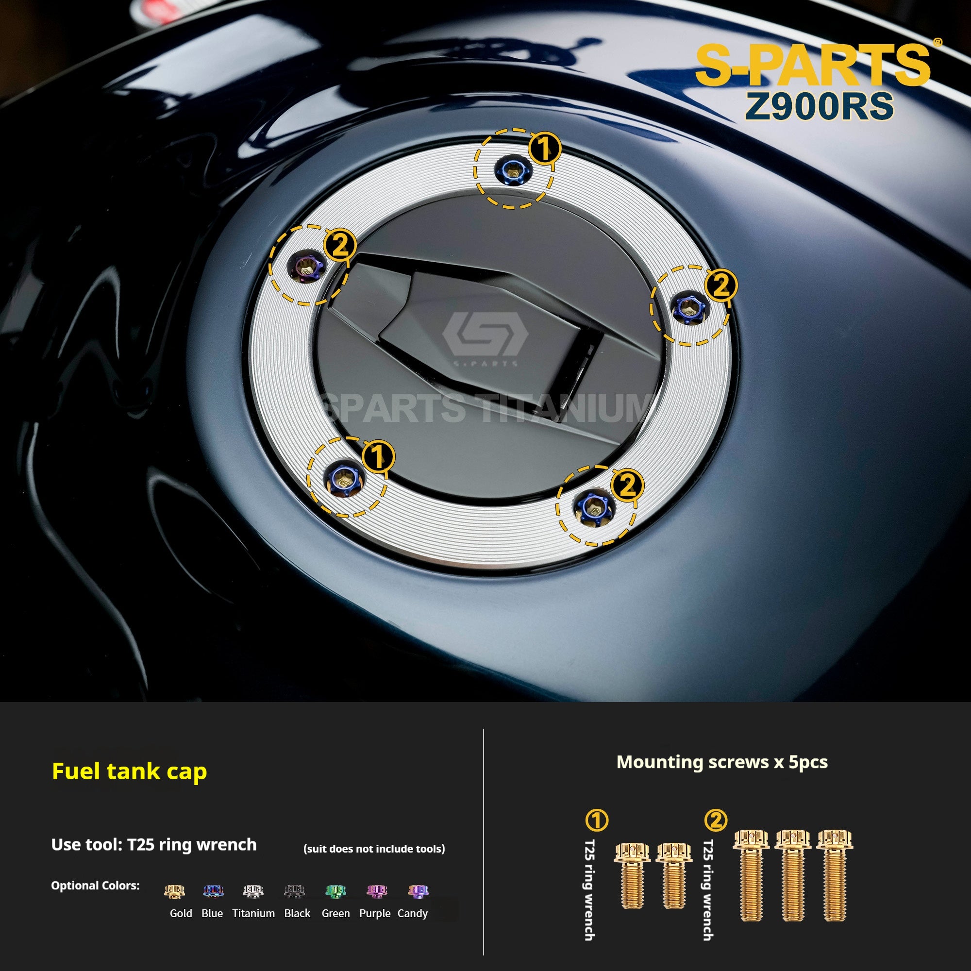 SPARTS Titanium Screw Set for Kawasaki Z900RS – Motorcycle Upgrade Kit