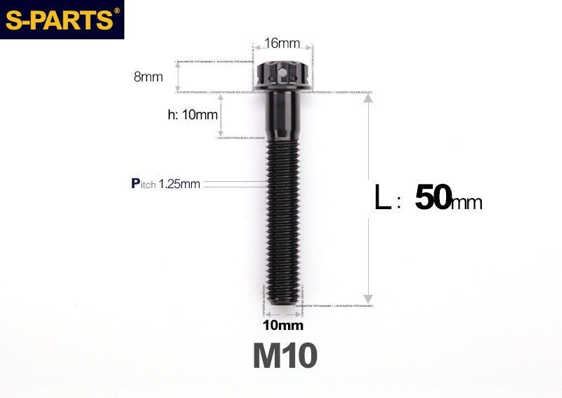 SPARTS M10 P1.25 A3 Series Standard Head Titanium Bolt | 650°C Forged | S-Grade TC4 | Motorcycle / E-Bike Upgrade