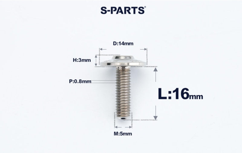SPARTS A3 Dome Head M5 D14 Titanium Bolt | TC4 Motorcycle & E-Bike Fastener