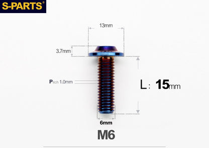 SPARTS A3 Button Head M6 D13 Titanium Bolt for Motorcycle & Bicycle Modification