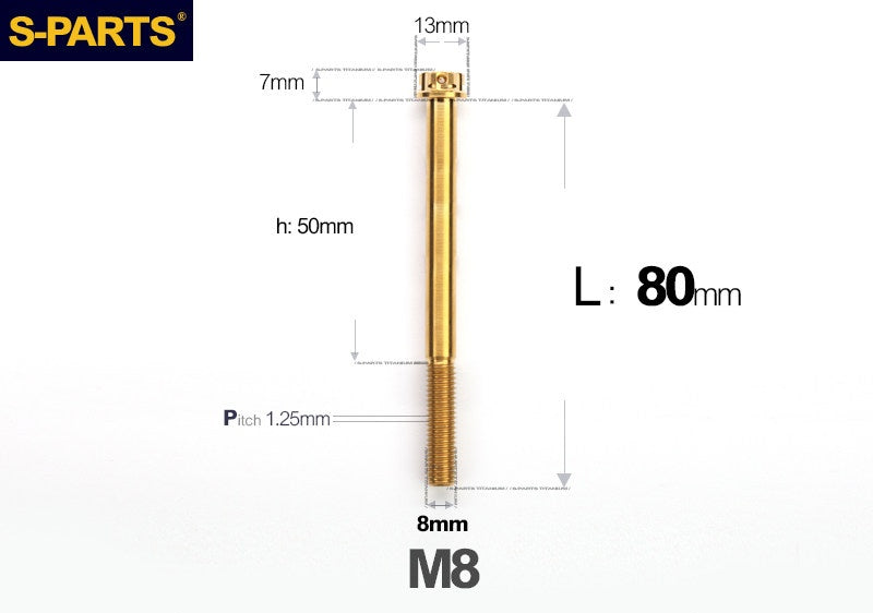 S-PARTS STAN M8 A3 Series Titanium Bolts – Standard Head TC4 Fasteners for Motorcycle & E-Motorcycle