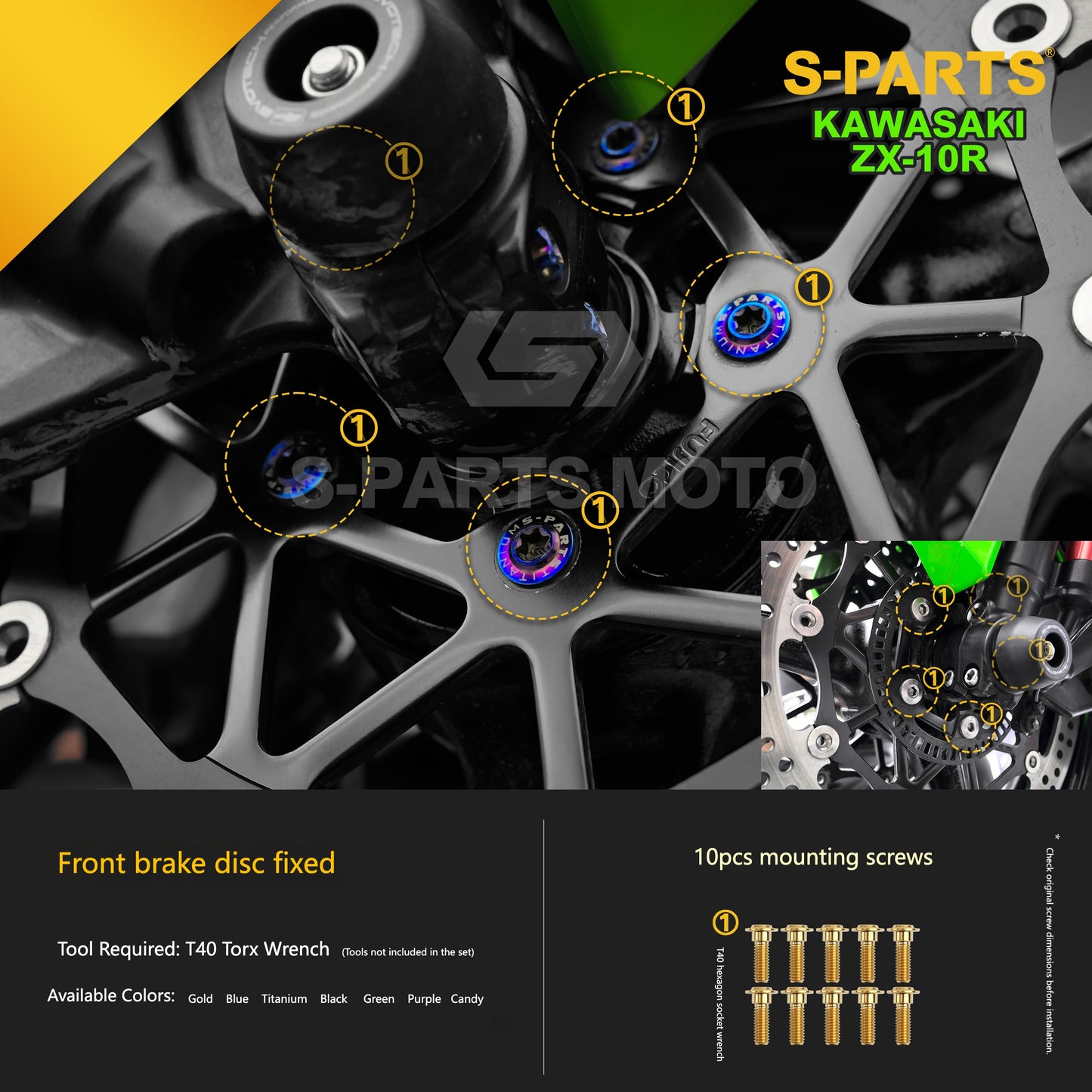 S-PARTS Grade 5 (TC4) Titanium Fasteners Kit for Kawasaki Ninja ZX-10R (2023)