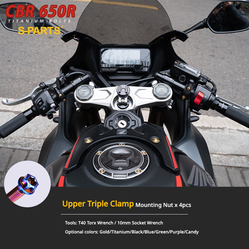 S-PARTS TC4 Titanium Bolt Kit for Honda CBR650R / CB650R | Full Motorcycle Upgrade