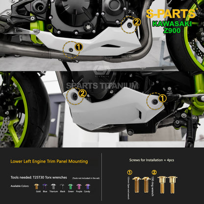 S-PARTS Titanium Fasteners Bodywork, Fairing & Footpeg Bolt Kit for Kawasaki Z900