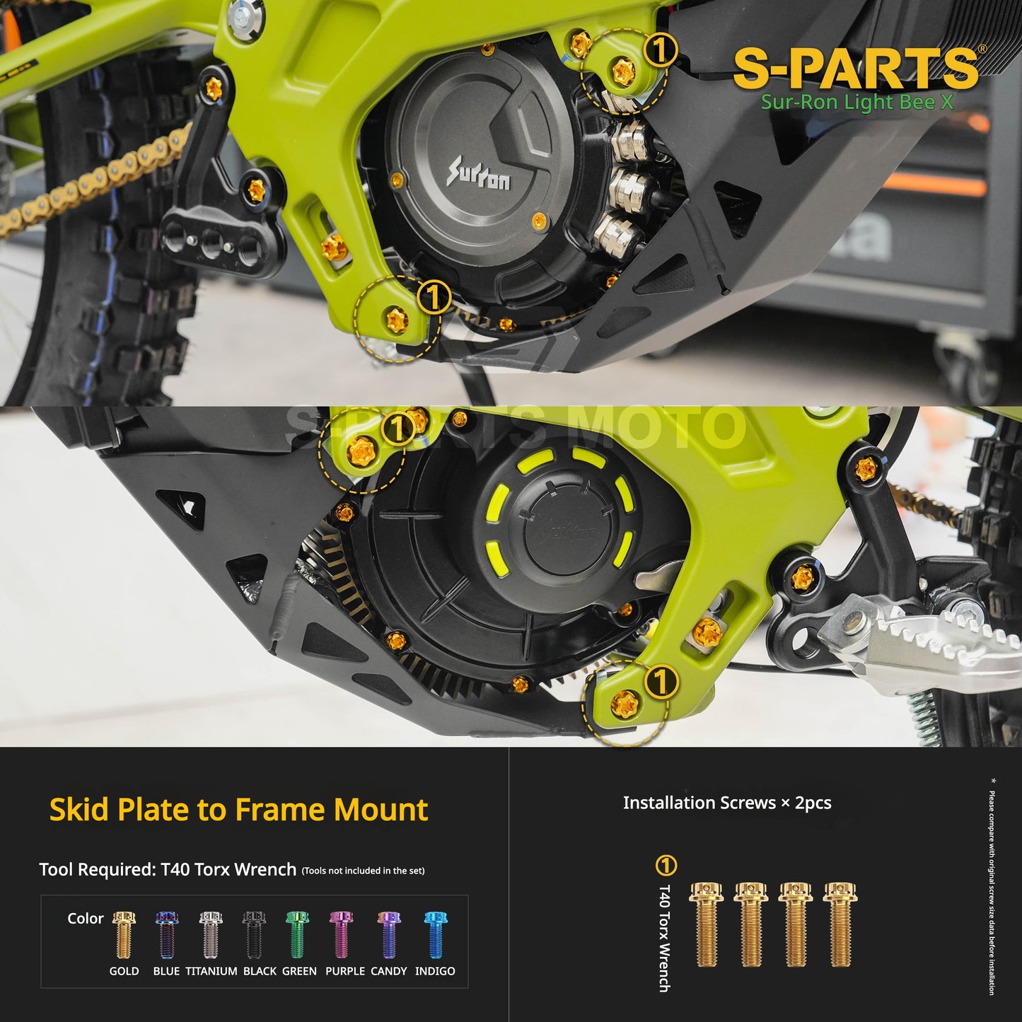 S-PARTS TC4 Titanium Full Bolt Kit for Sur-Ron Light Bee X (2025 Model)