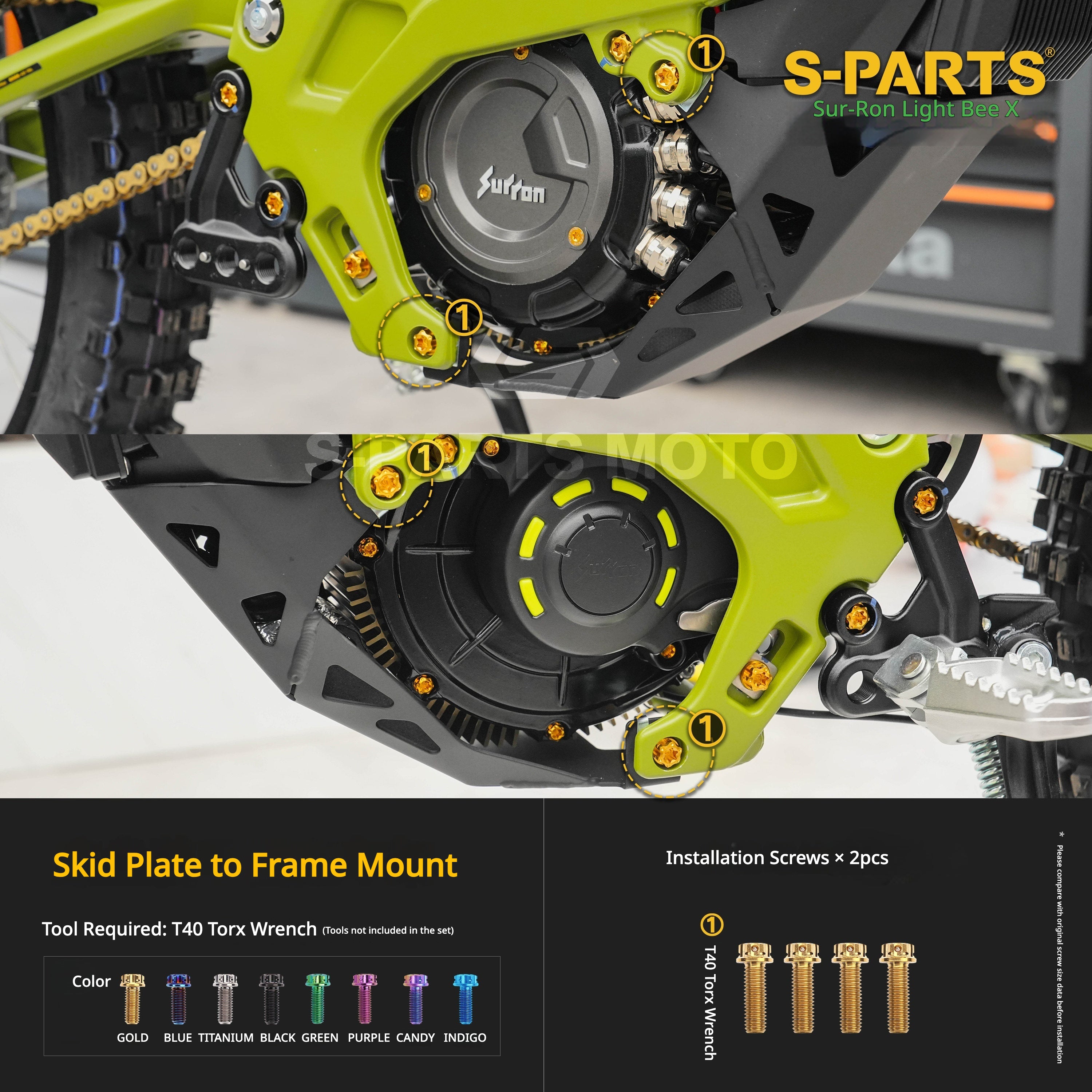 S-PARTS TC4 Titanium Full Bolt Kit for Sur-Ron Light Bee X (2025 Model)
