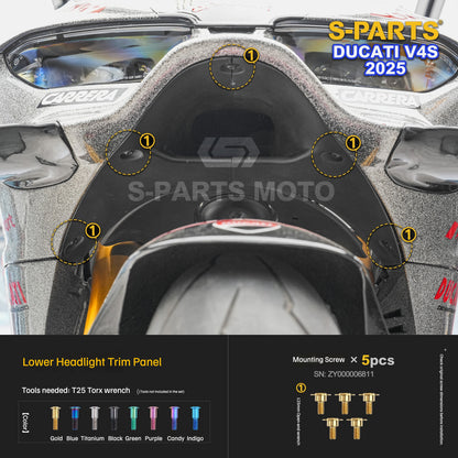 S-PARTS Titanium Front Fairing and Cockpit Fastener Kit for Ducati Panigale V4S 2025