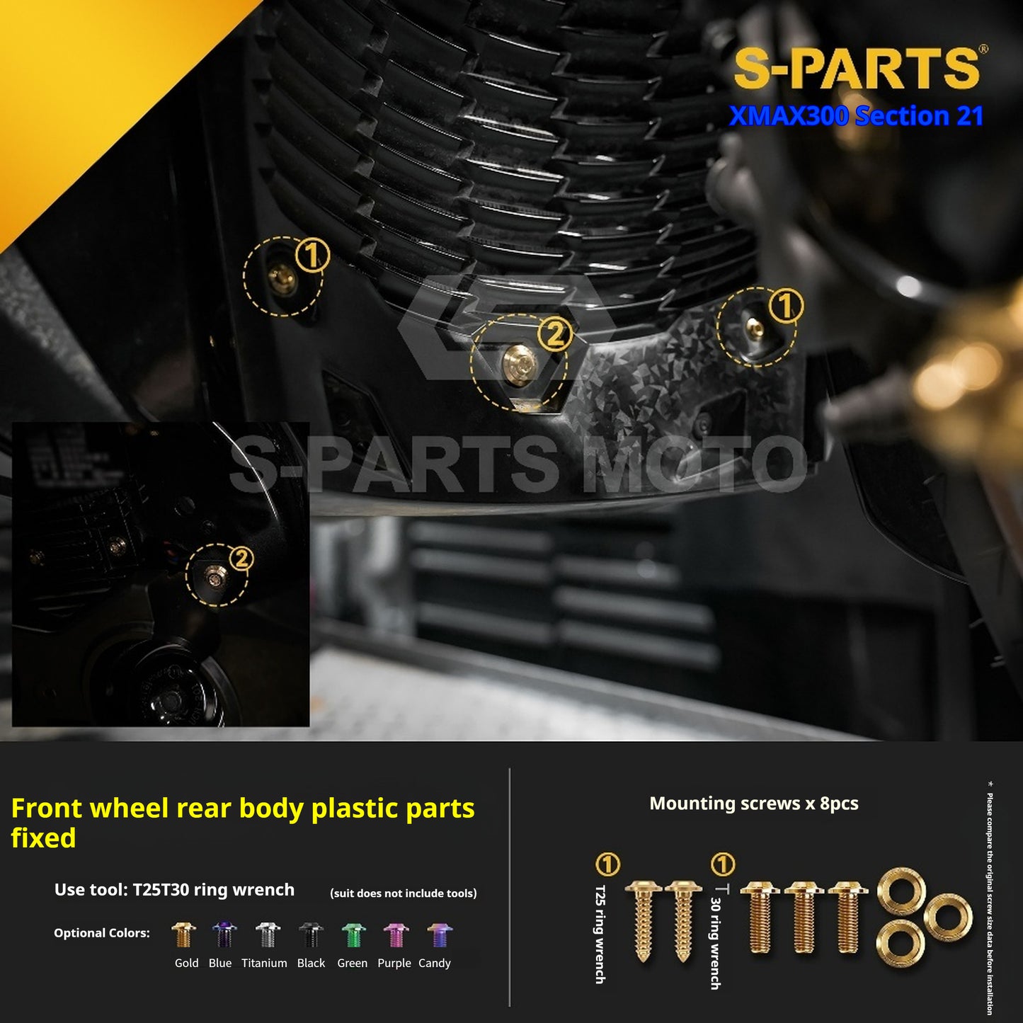 SPARTS 2021 XMAX300 YAMAHA Motorcycle Modified Titanium Alloy Bolts Screws