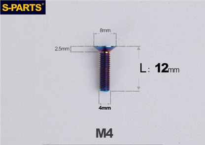 SPARTS M4x10-50mm Countersunk Titanium Alloy Bolt – Flat Head Fastening Screw for Motorcycle & Bicycle