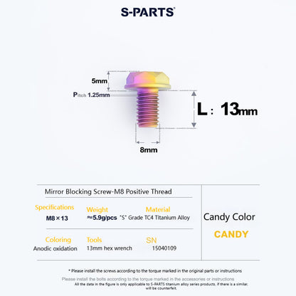 SPARTS Titanium MirrorMotorcycle Rearview Mirror Bolts· M8/M10