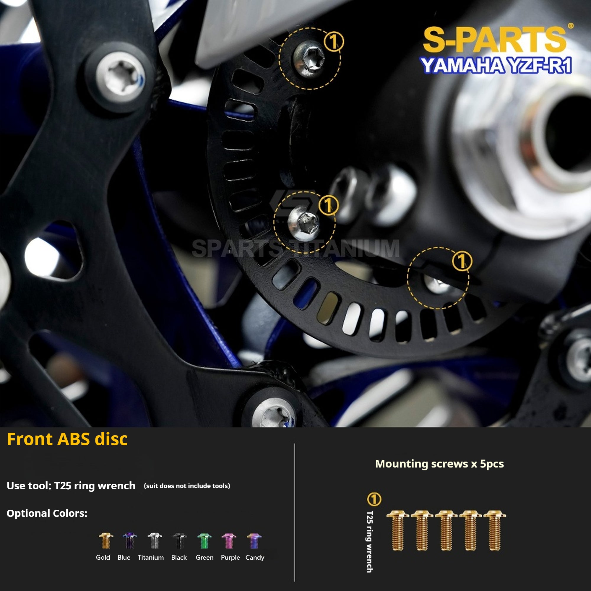 SPARTS Titanium Bolt Kit for Yamaha YZF-R1– Custom Candy Color & CNC Titanium Upgrade Kit- 1/2