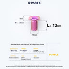 S-PARTS TC4 Titanium Mirror Plug Bolt M8 M10 RH/LH for Motorcycle