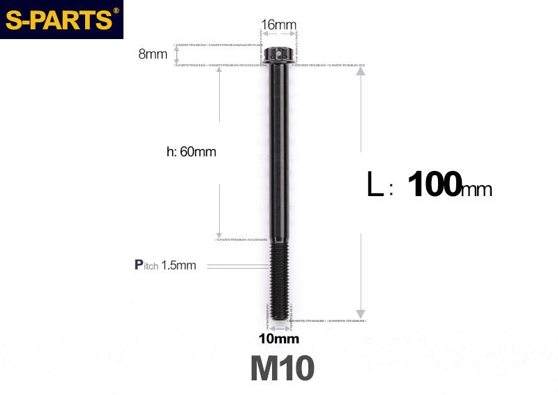 SPARTS M10 P1.5 A3 Series Titanium Bolt – Standard Head – 650°C Forged – S-Grade TC4 for E-Bikes, Motorcycles & Bicycles