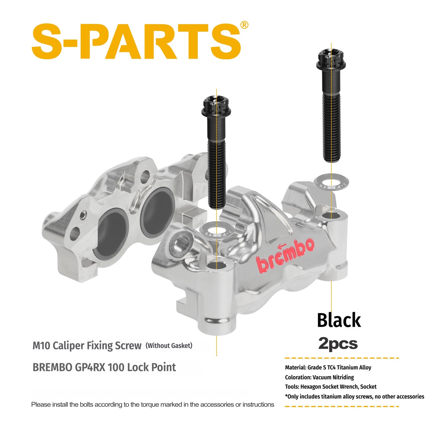 SPARTS Titanium Caliper Bolt Kit for BREMBO GP4 RX 100 | TC4 Titanium Brake Caliper Screws