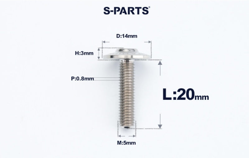 SPARTS A3 Dome Head M5 D14 Titanium Bolt | TC4 Motorcycle & E-Bike Fastener