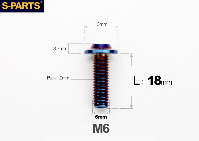 SPARTS A3 Button Head M6 D13 Titanium Bolt for Motorcycle & Bicycle Modification