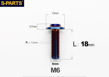 SPARTS A3 Button Head M6 D13 Titanium Bolt for Motorcycle & Bicycle Modification